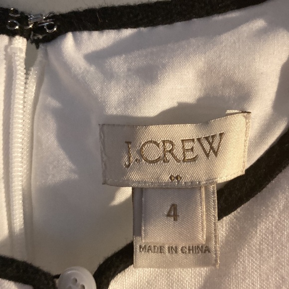 White linen J crew dress with black piping - Picture 2 of 4
